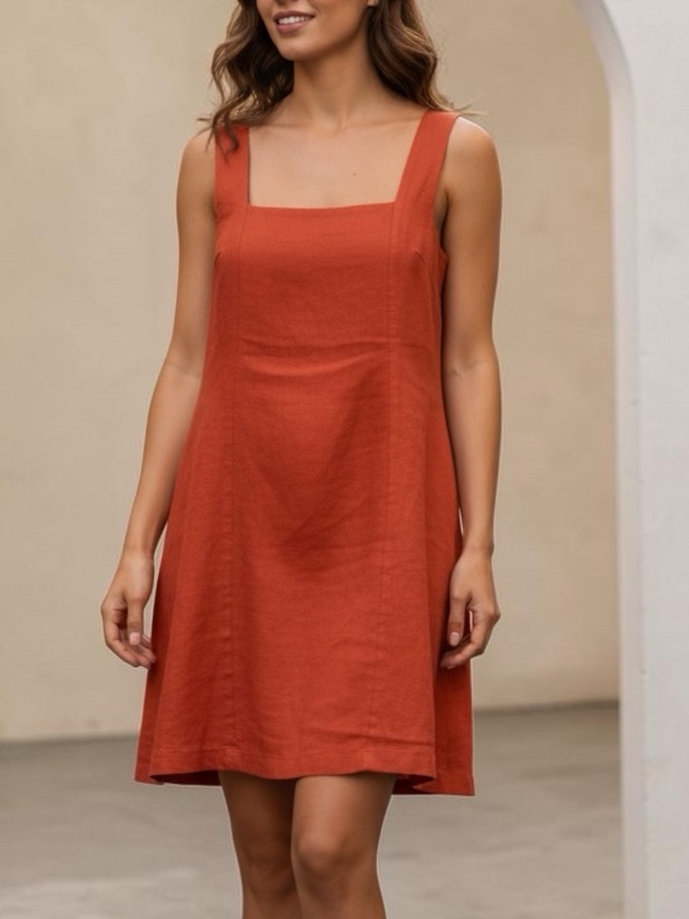 Old Navy Square Neck A-Line Sundress in Rust